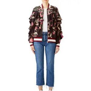 PatBO Fiesta Ruffle Sleeve Floral Bomber Jacket - 6